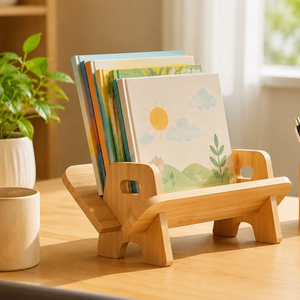 Simple Solid Wood Desktop Bookshelf Organizer
