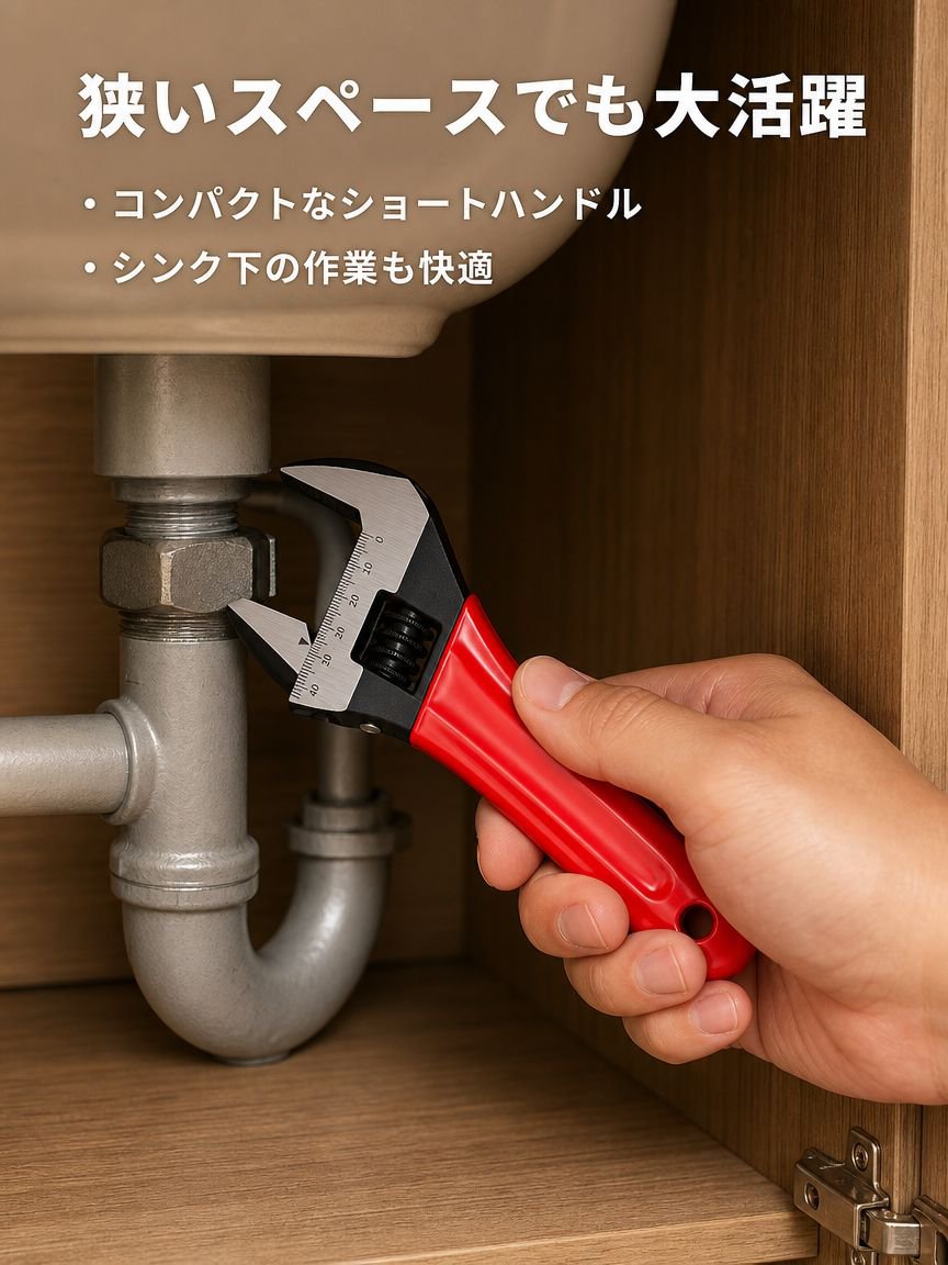 頑丈な全鋼製のショートハンドルレンチ
