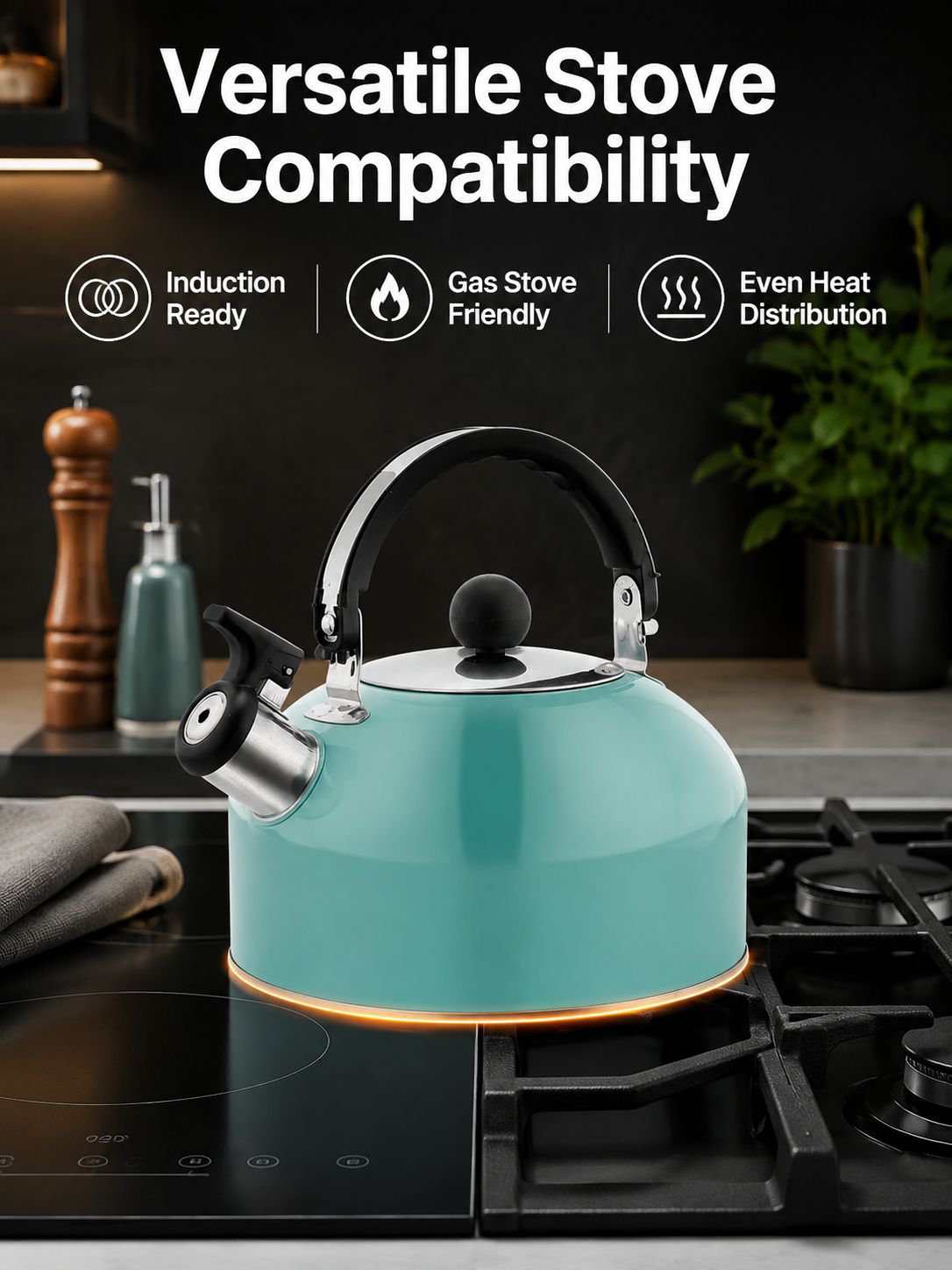 Flat-bottomed stainless steel kettle