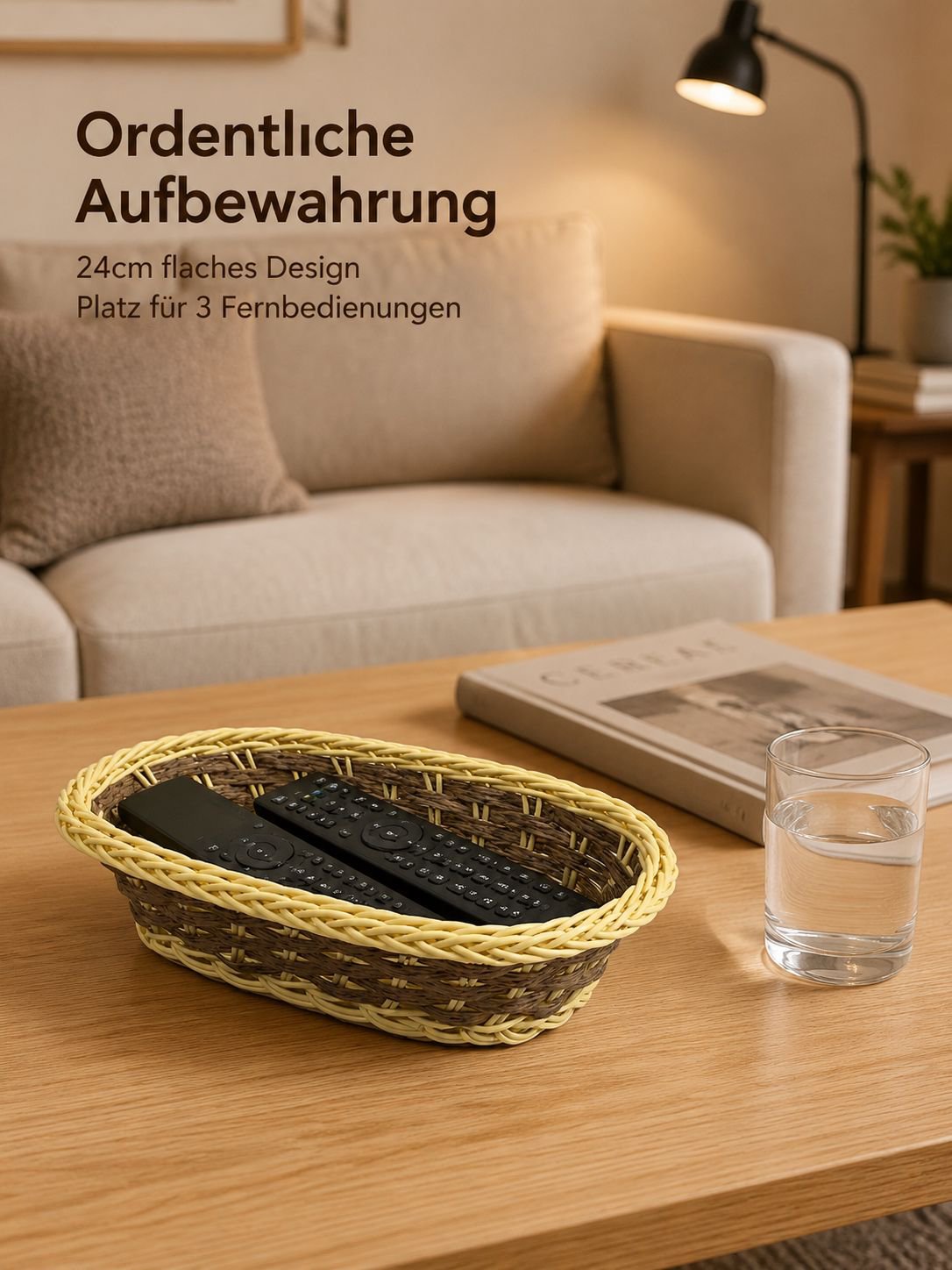 Kunst-Rattan Aufbewahrungskorb für Fernbedienungen und Kleinteile