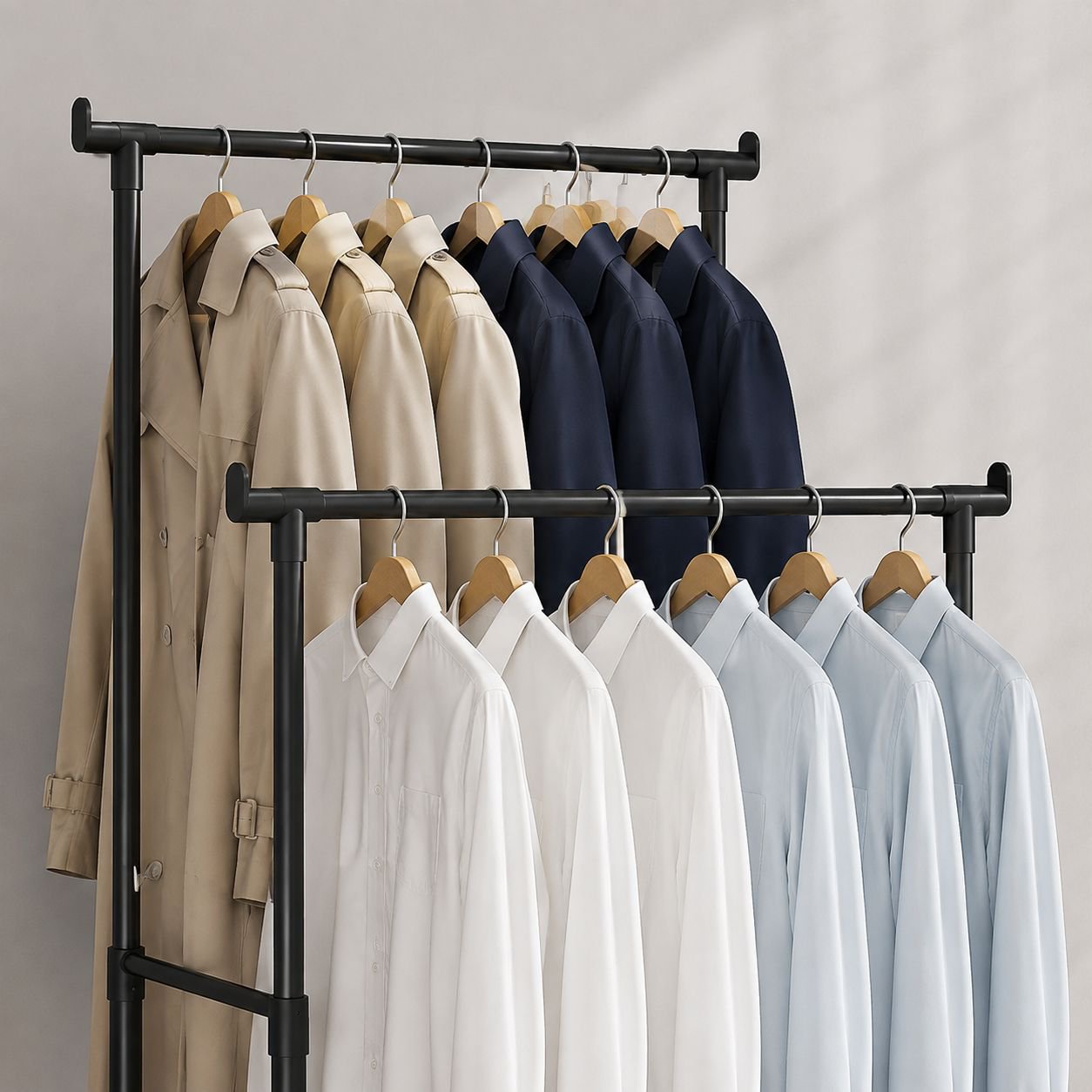 Multi-layer Clothes, Shoe, and Hat Storage Rack with Pulley
