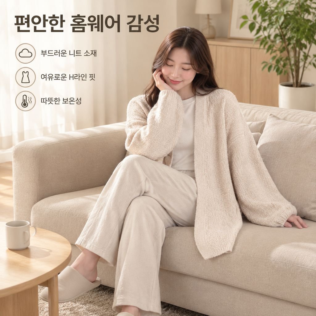 여성 가을겨울 루즈핏 퍼프소매 롱 니트 가디건 자켓