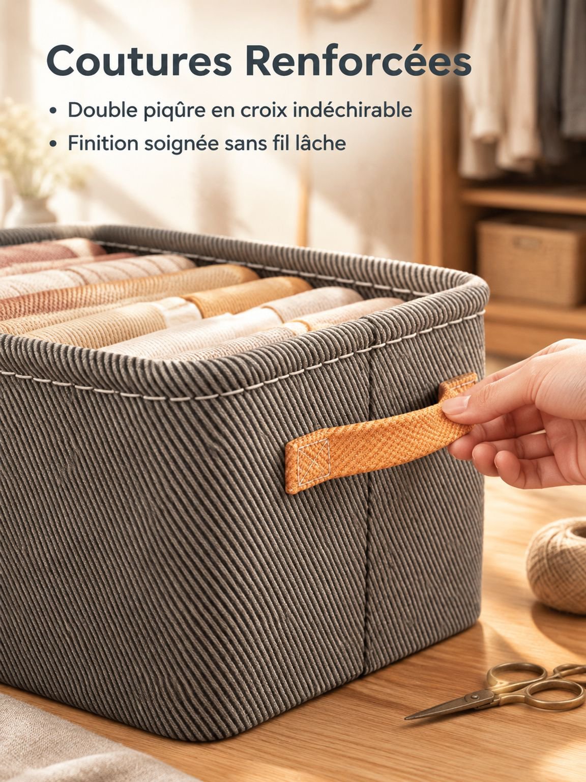 Boîte textile pour vêtements, linge et accessoires
