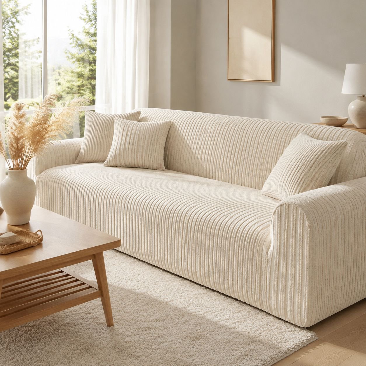 Full-cover Striped Sofa Cover, Non-slip and Wear-resistant, Fits Various Sofas, Easy to Clean