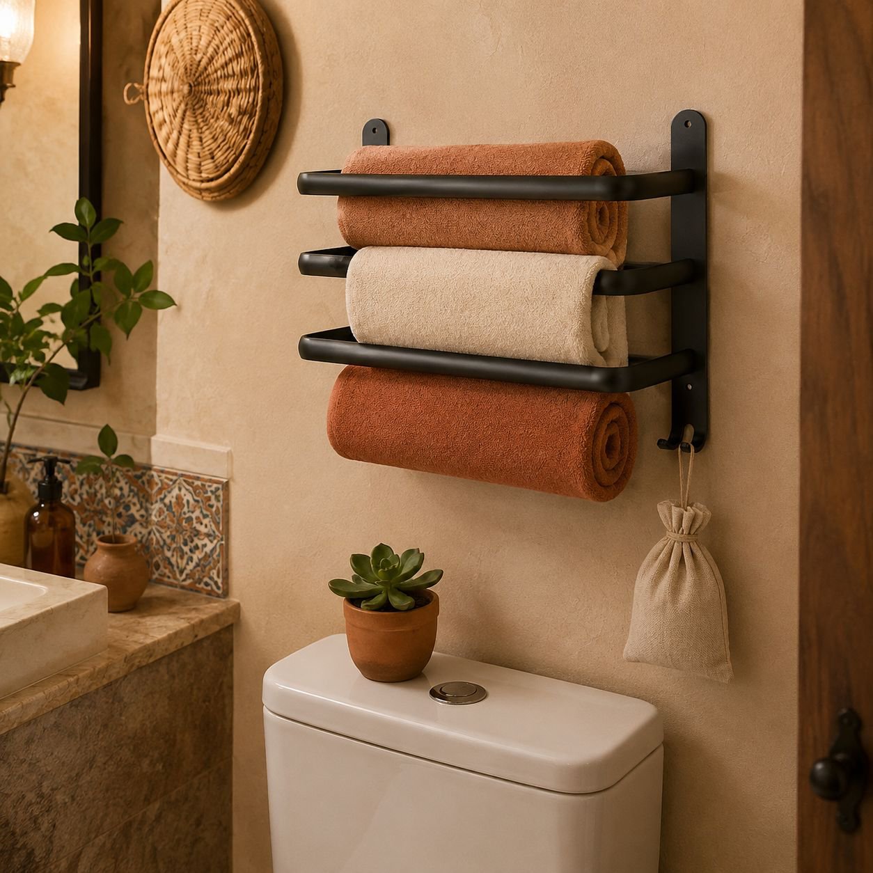 Estante de baño resistente sin hacer agujeros