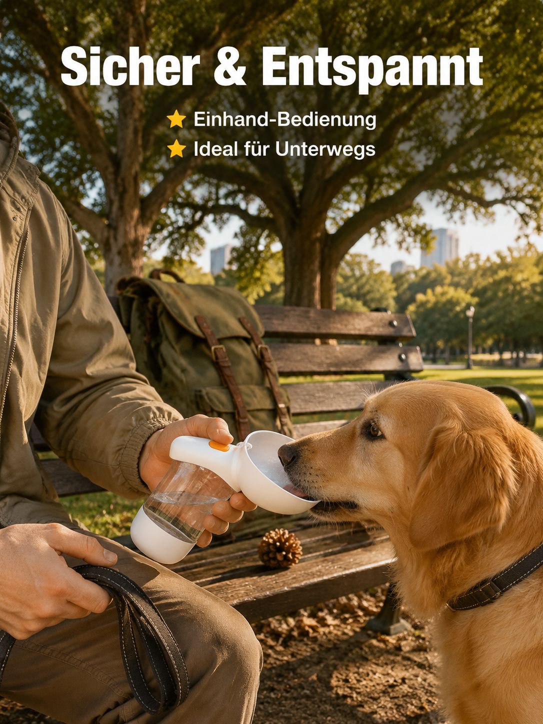 Tragbare Outdoor-Wasserflasche für Hunde mit Futteraufbewahrung