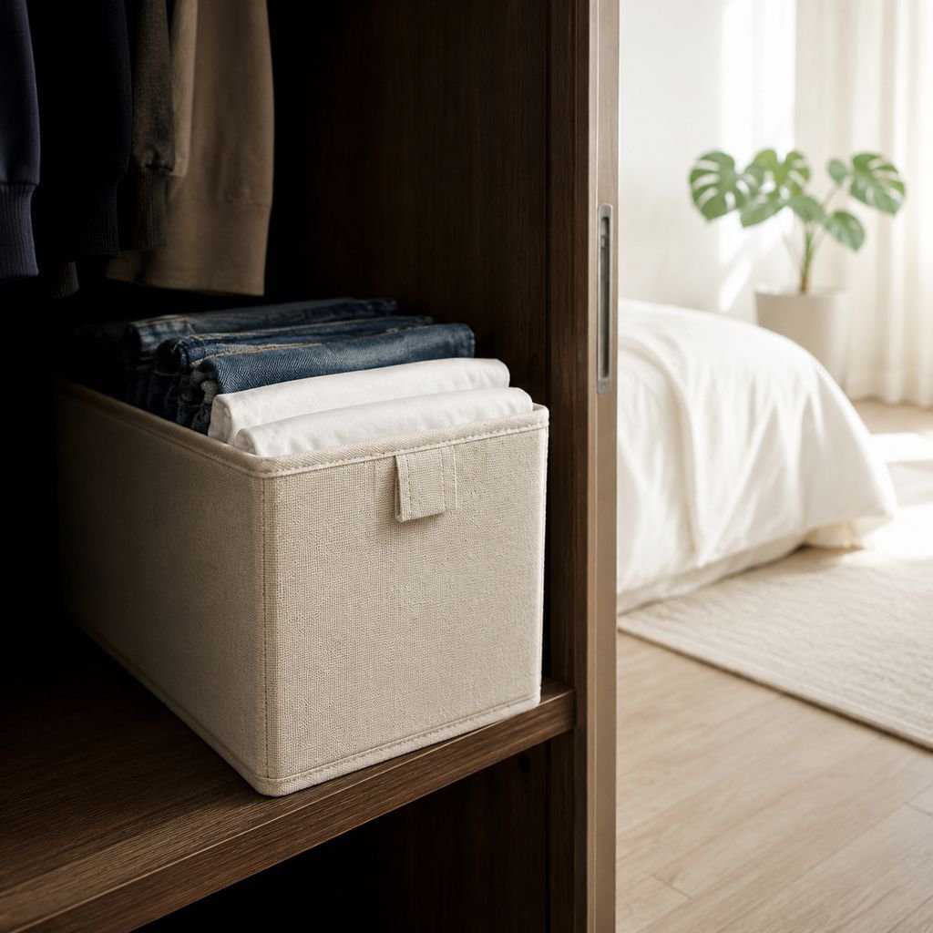 Collapsible cotton and linen bin for easy storage