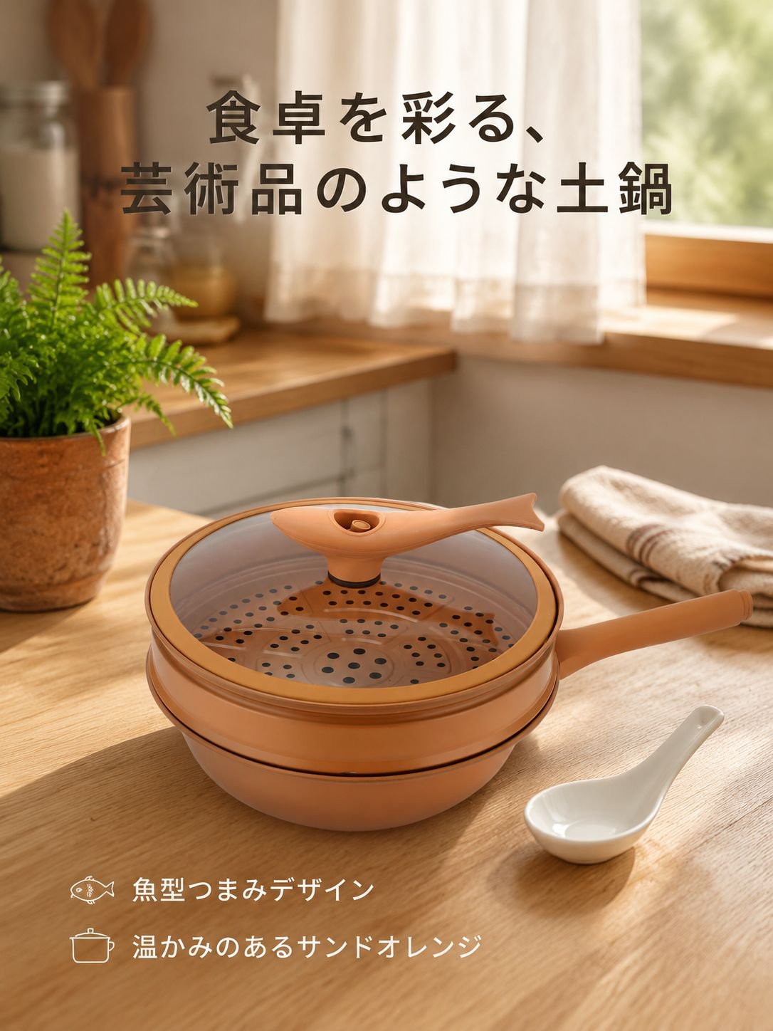 陶土無塗装多機能ヘルシー鍋