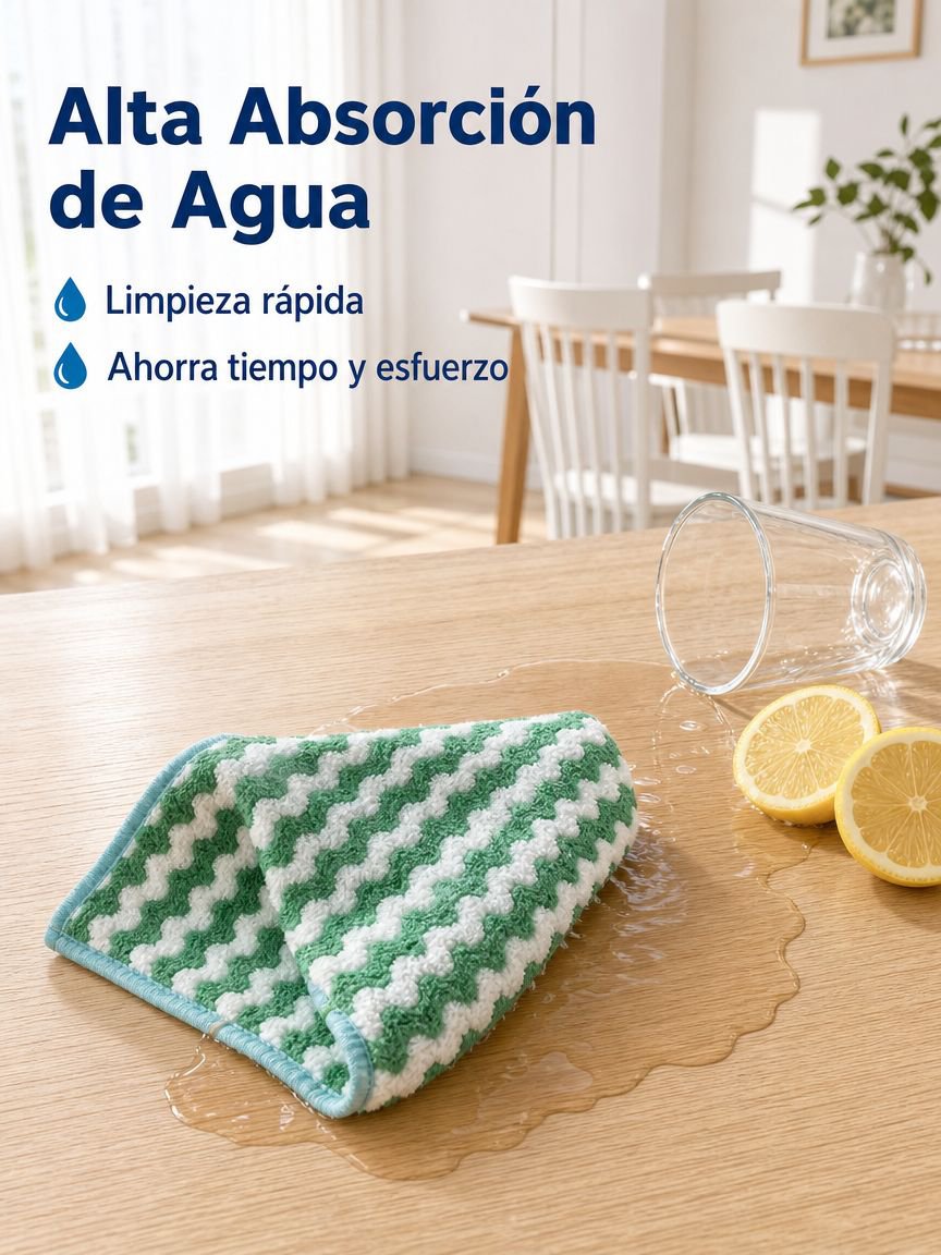 Paño de limpieza de felpa coralina gruesa con ondas de agua