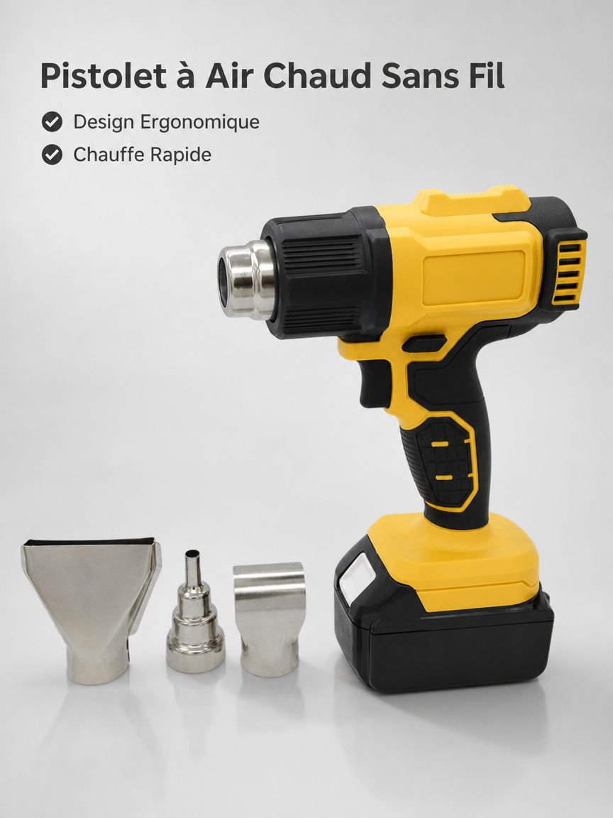 Pistolet thermique sans fil pour gaine thermorétractable et soudure plastique