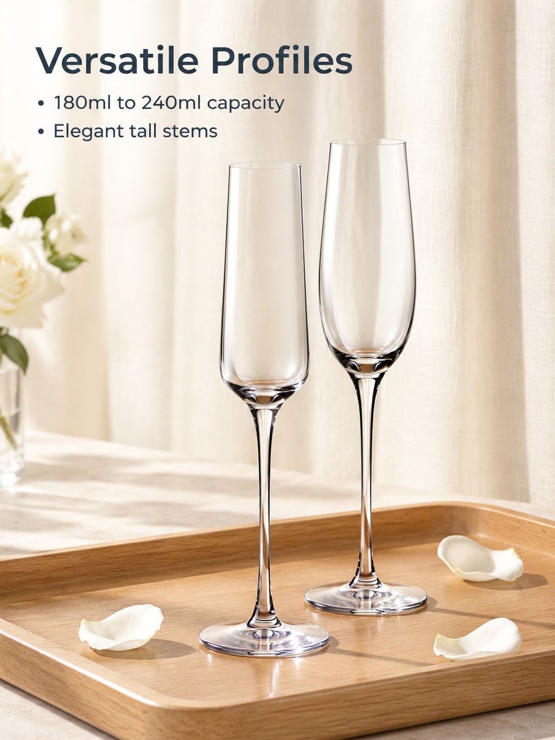 Champagne flutes filled with sparkling wine