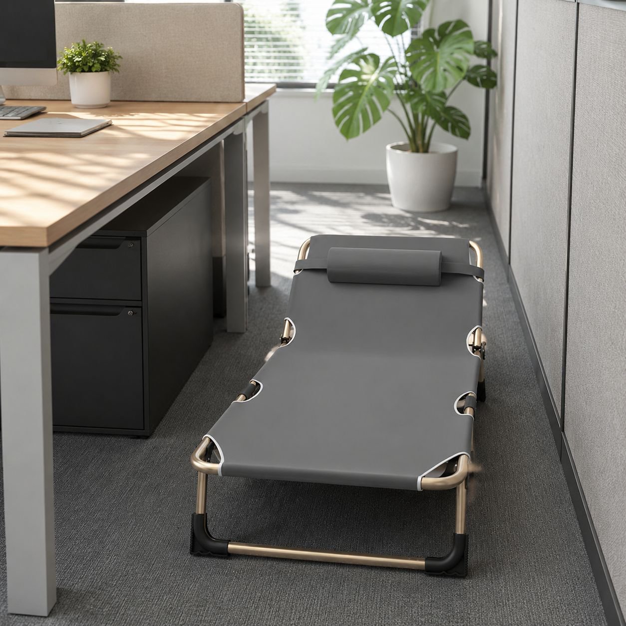 Portable folding nap bed for office and hospital use