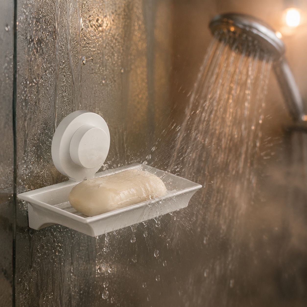 Removable soap dish for bathroom or kitchen use