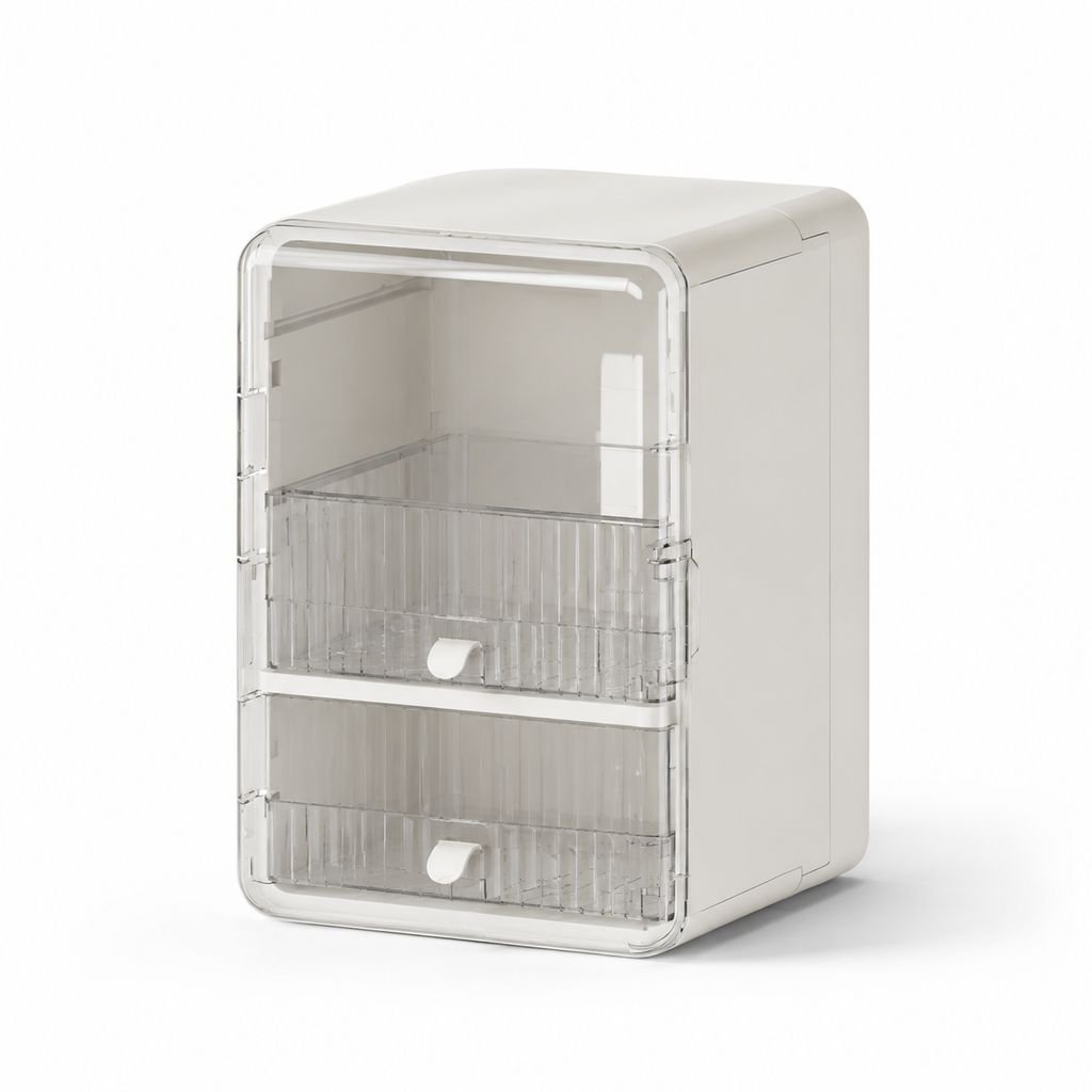 Luxury Foldable Makeup Organizer Large Capacity Dustproof Storage Box