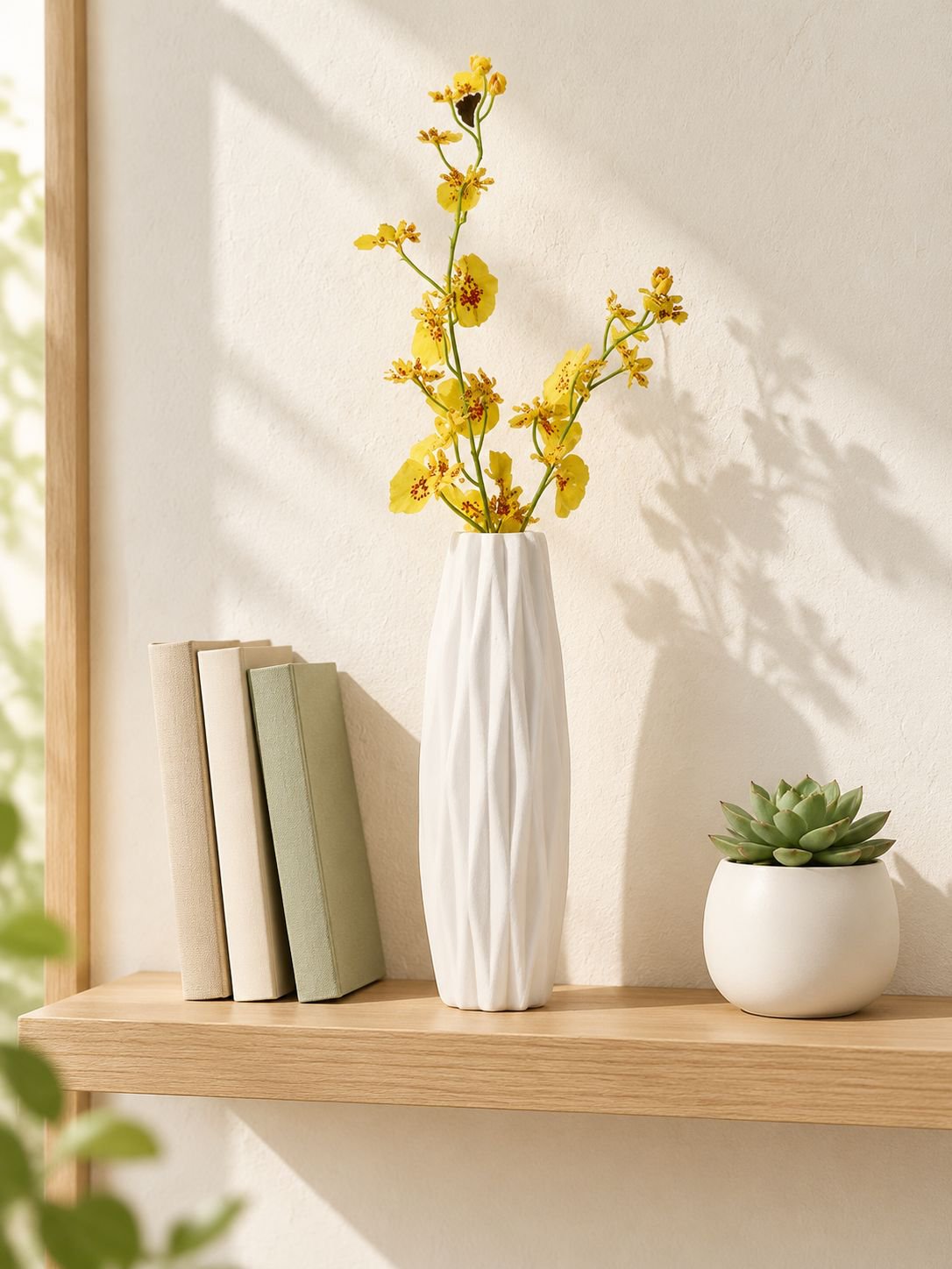 Modern living room decor with stylish faux vase