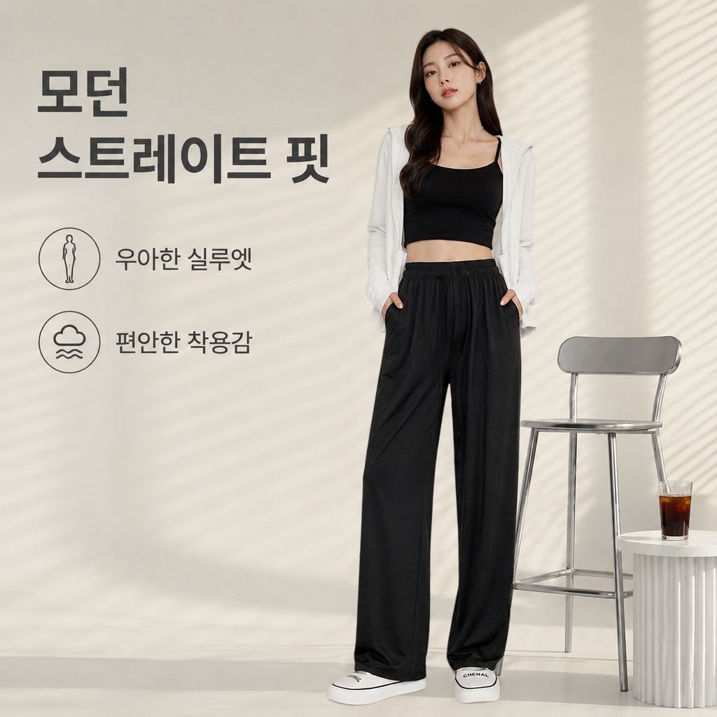 하이웨이스트 슬림핏 쿨링 셰이크 팬츠