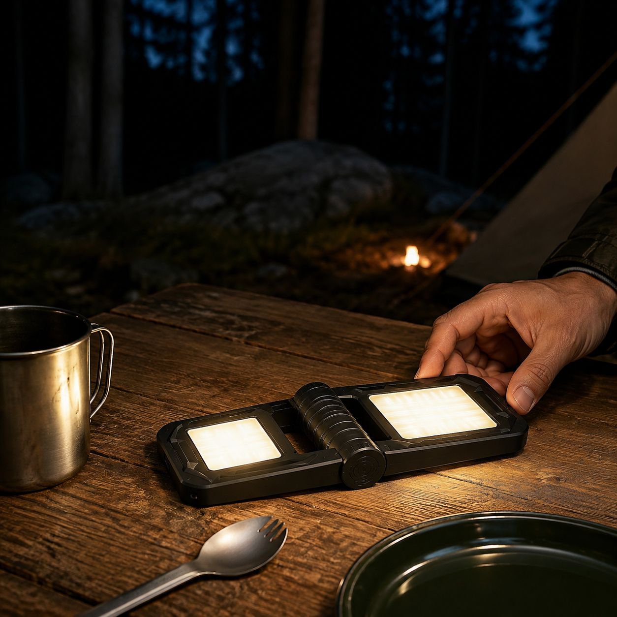 Multifunktionale, wiederaufladbare Solar-Campingleuchte für Outdoor-Fernbeleuchtung