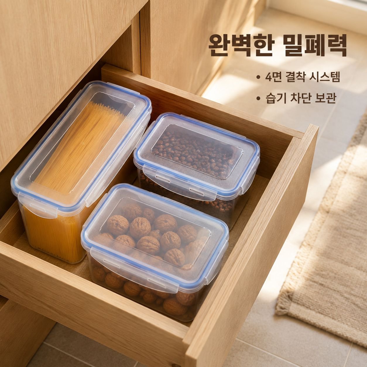 직사각 밀폐 버클 식품 보관함 냉장고 수납함