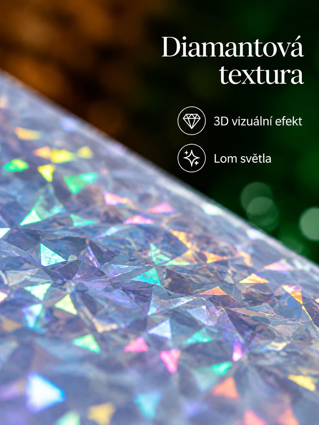 Detail povrchu diamantového tiskového papíru