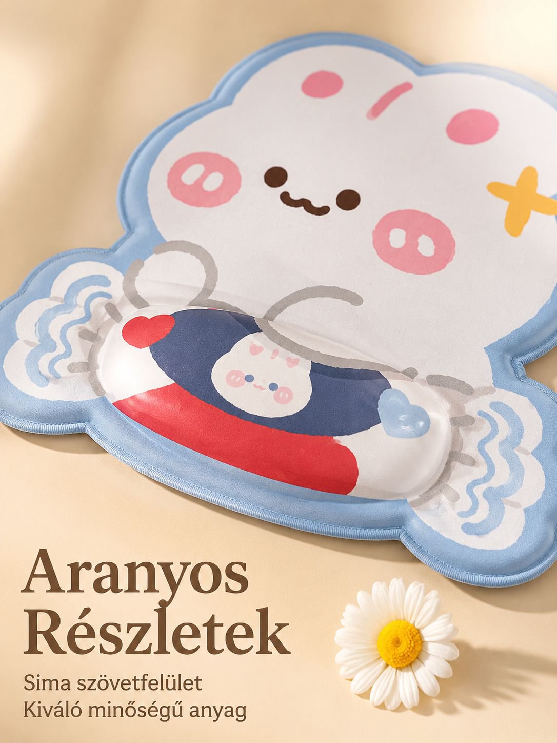 Tejkaramella nyúl egérpad és hosszú csuklótámasz – 2 darabos szett
