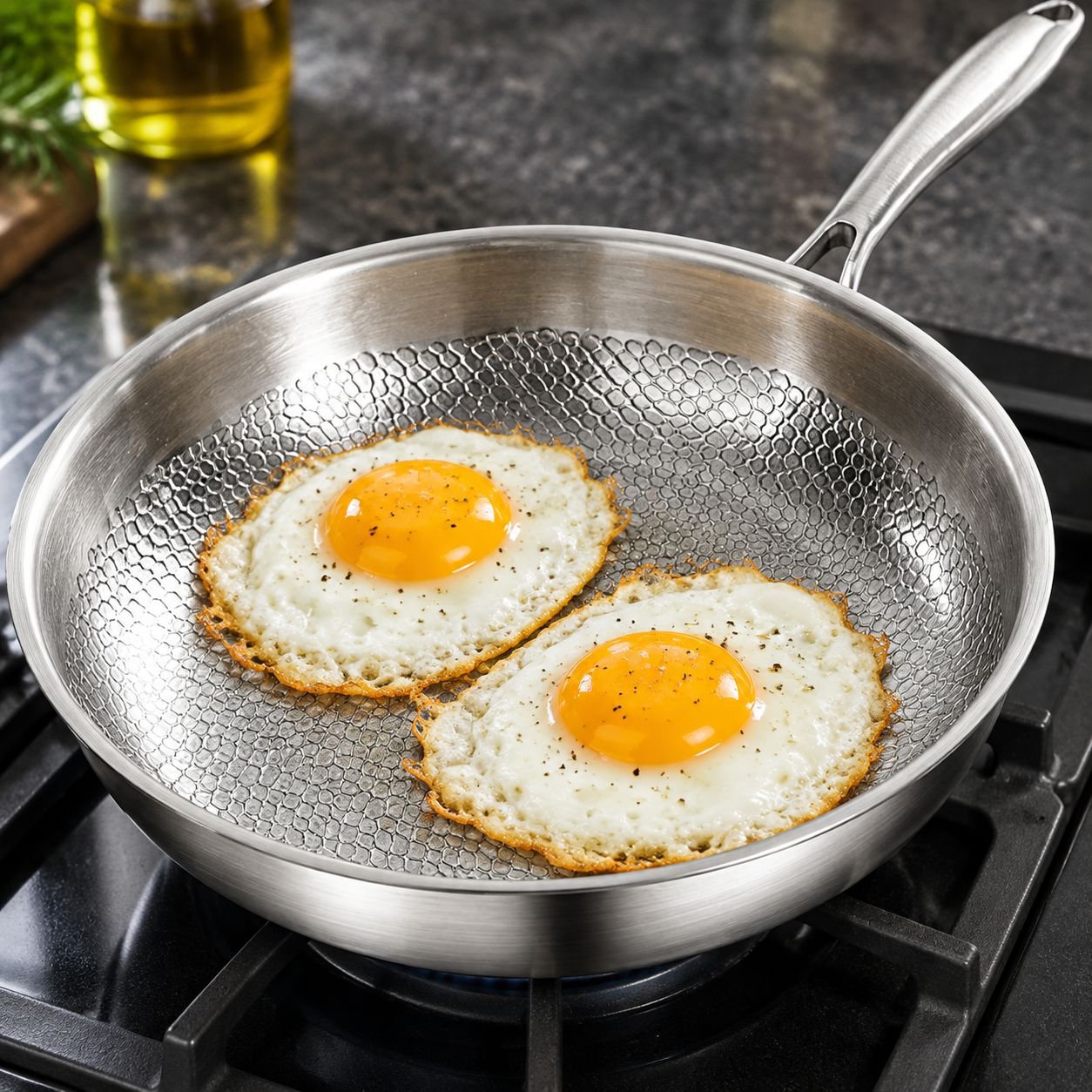 Uncoated Non-stick Frying Pan