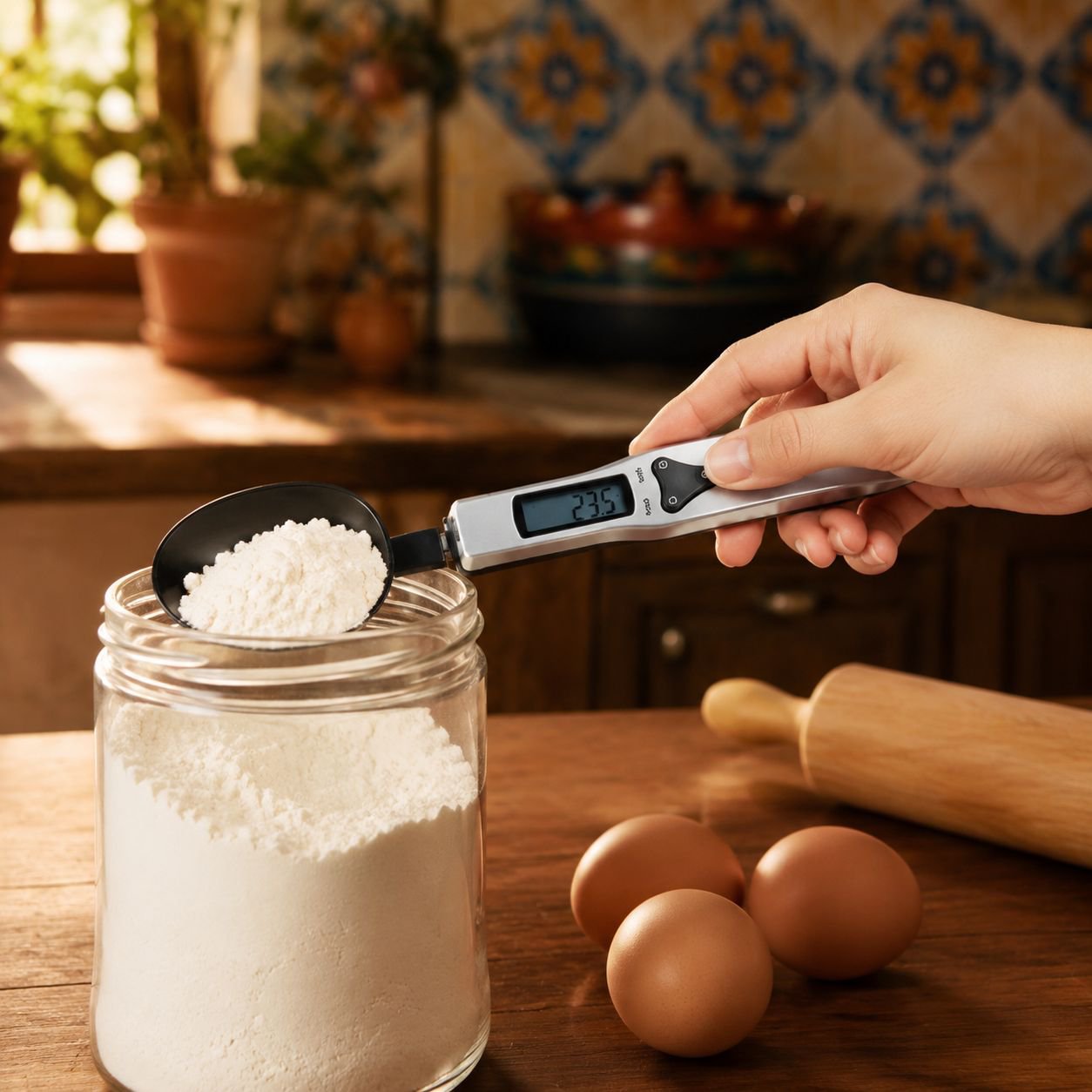Cuchara medidora electrónica portátil de alta precisión para repostería y cocina