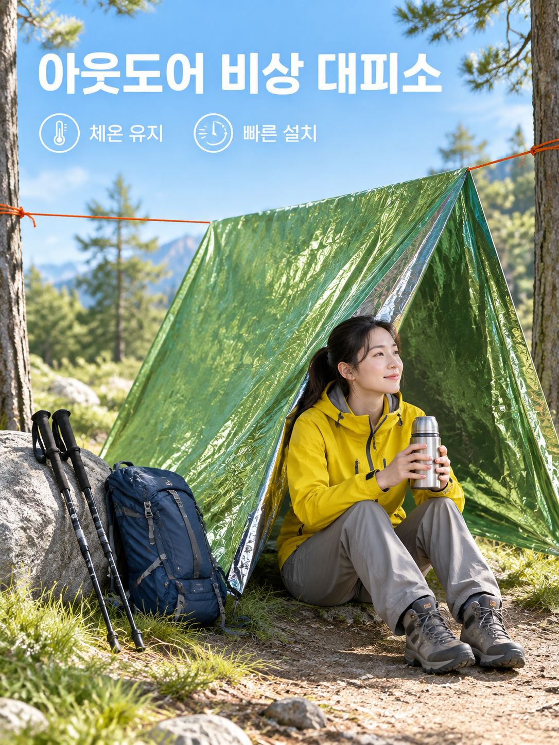 일회용 야외 캠핑 구조 보온 지진 구호 텐트