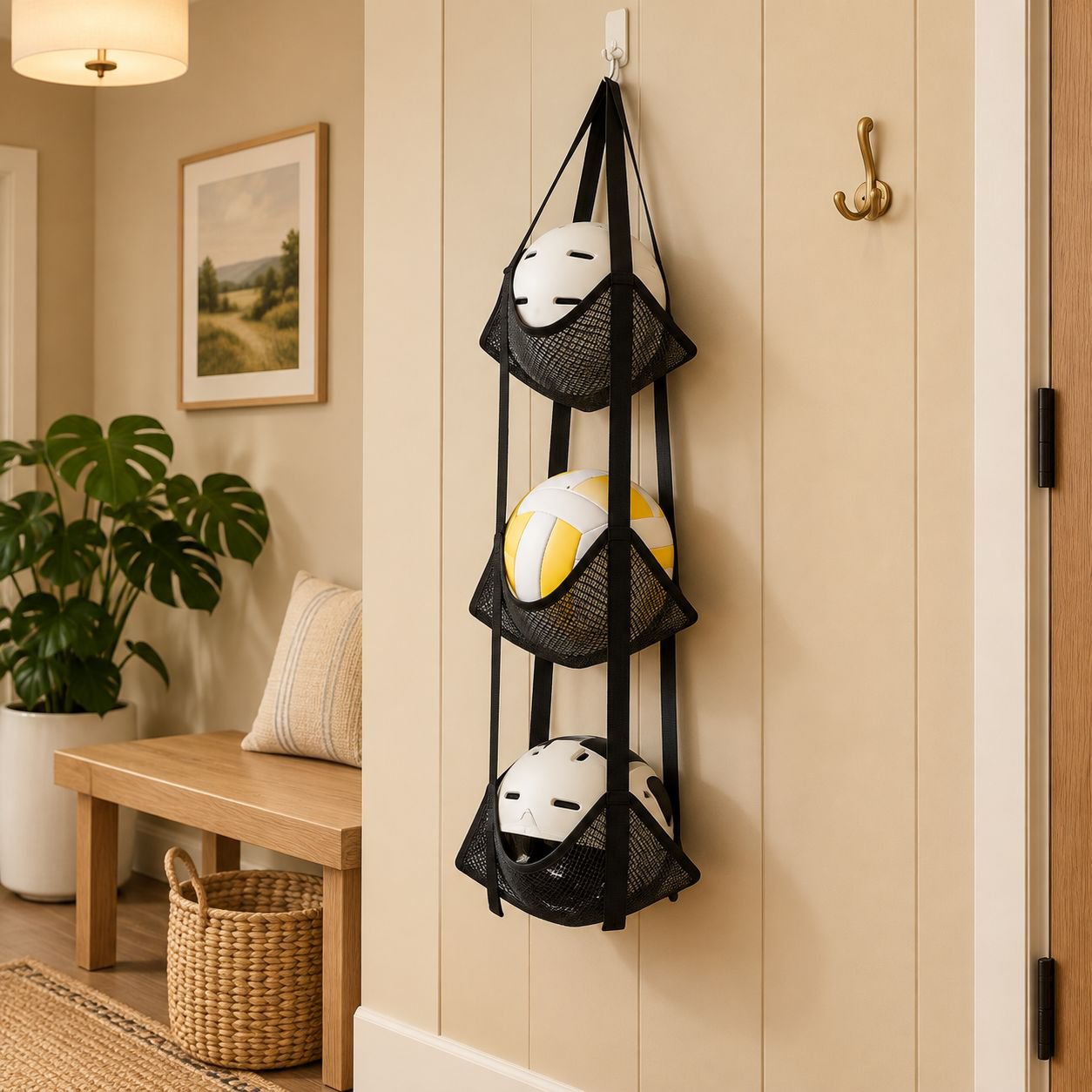 Basketball and Soccer Ball Multi-layer Mesh Storage Hanging Shelf