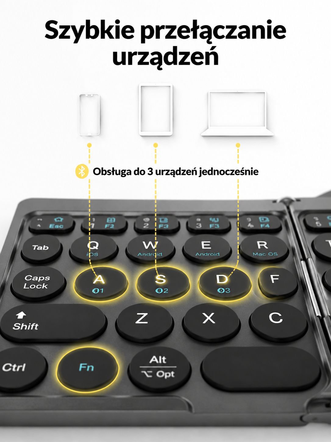 Składana klawiatura do smartfona i innych urządzeń