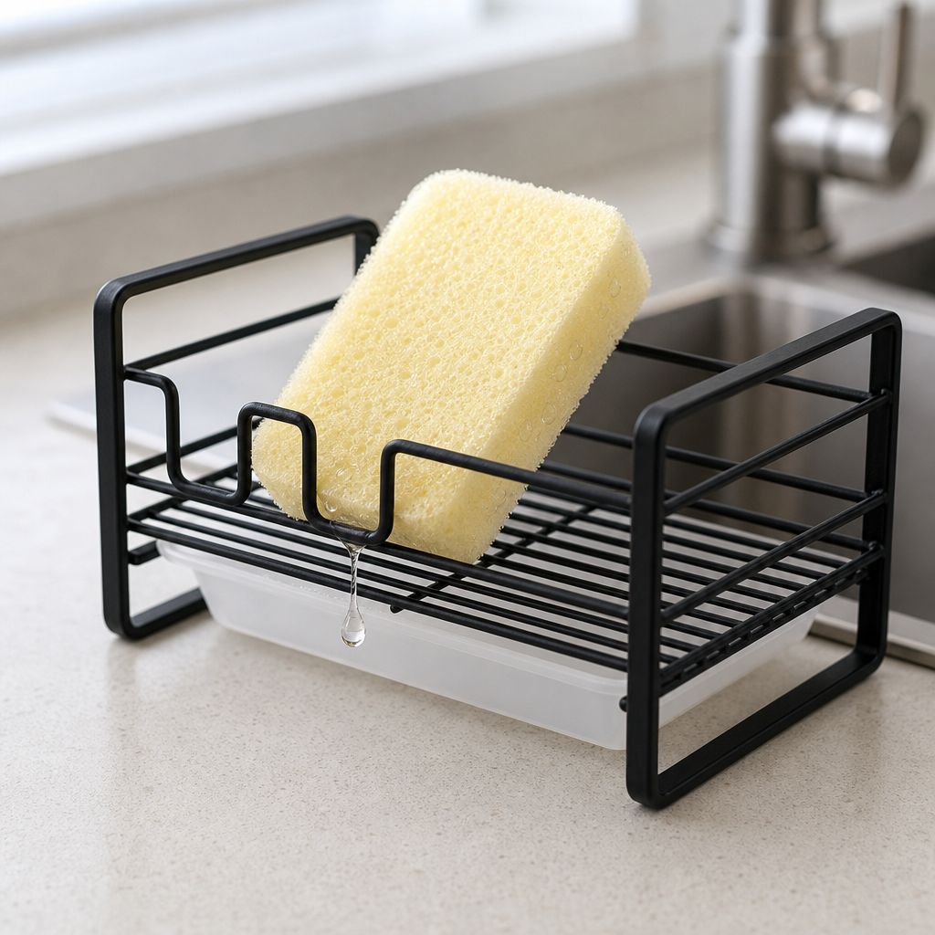 Durable iron storage rack for kitchen sink organization