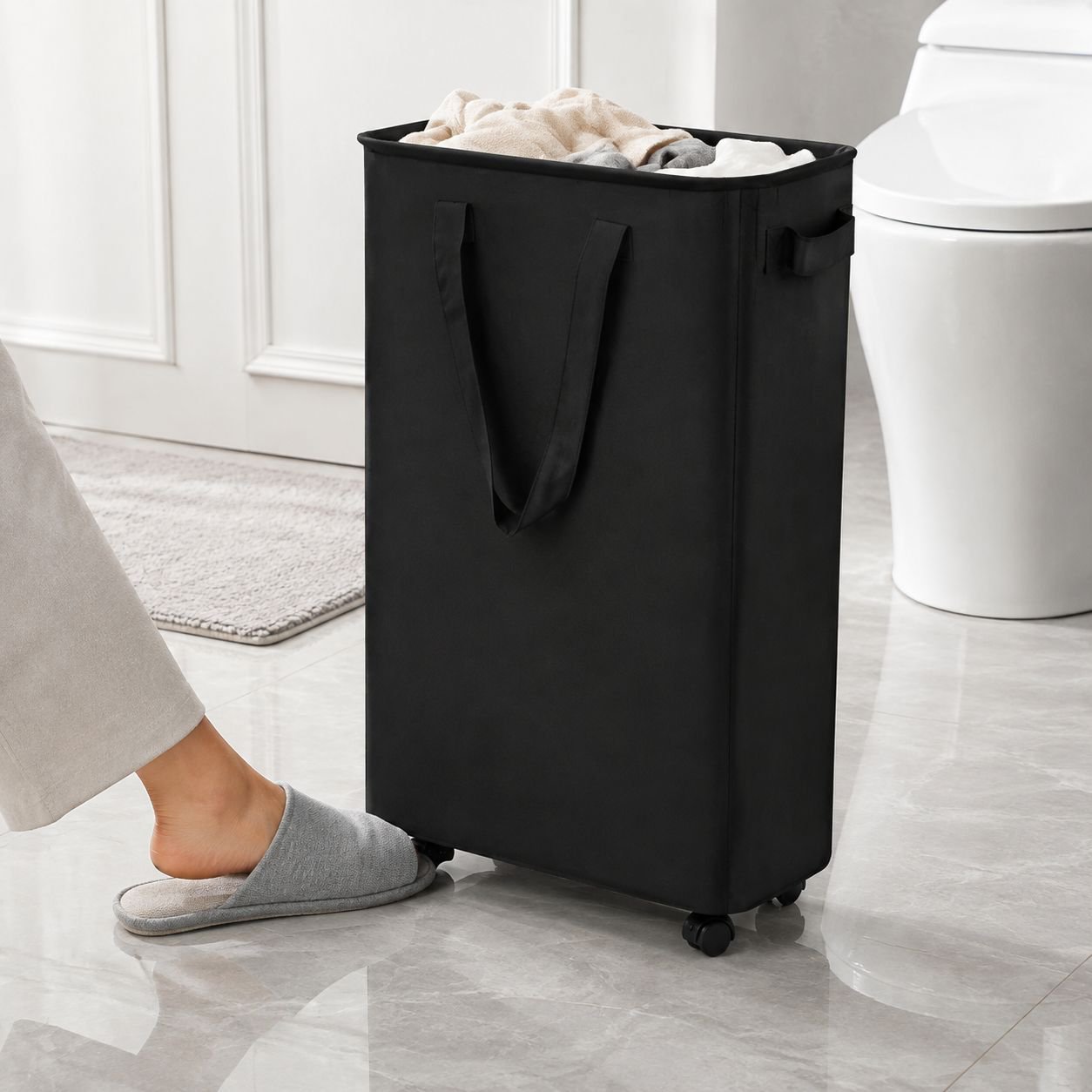 Portable laundry basket with waterproof and dustproof design