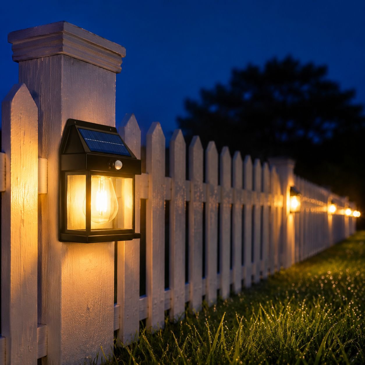 Solar powered decorative wall lamp for villas