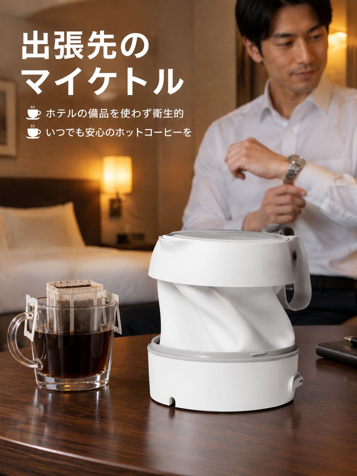 旅行用折りたたみ式シリコン製電気ケトル