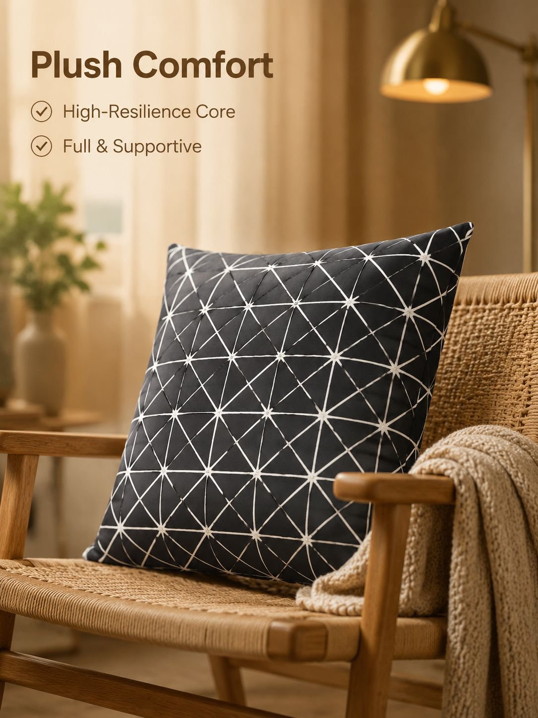 Geometric Black and White Cushion