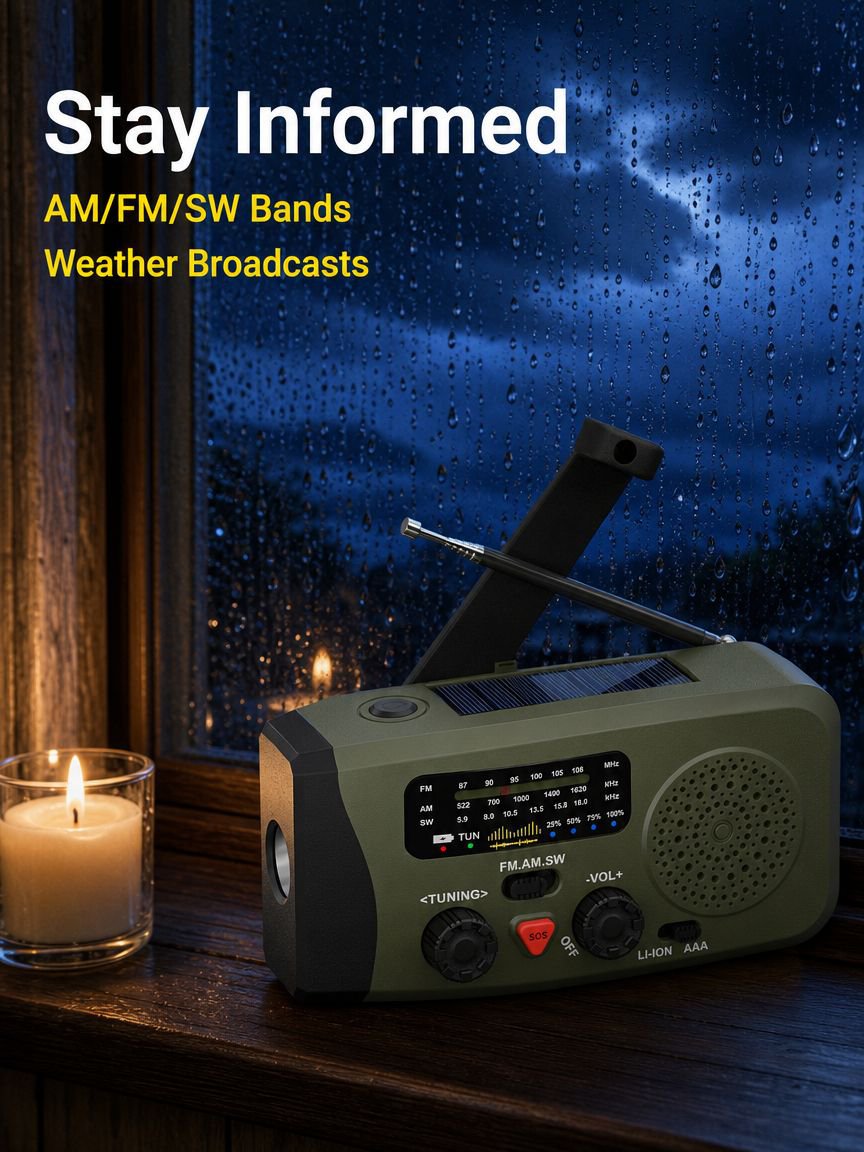 Multi-functional Emergency Radio Flashlight