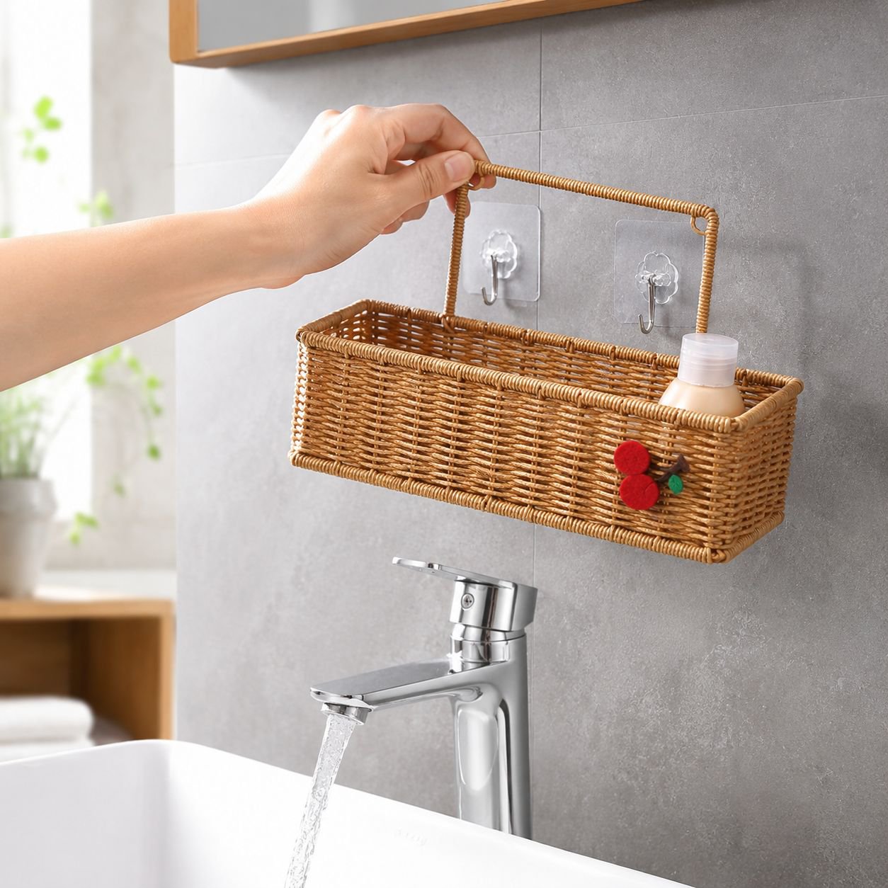 Plastic storage basket with handles for easy carrying