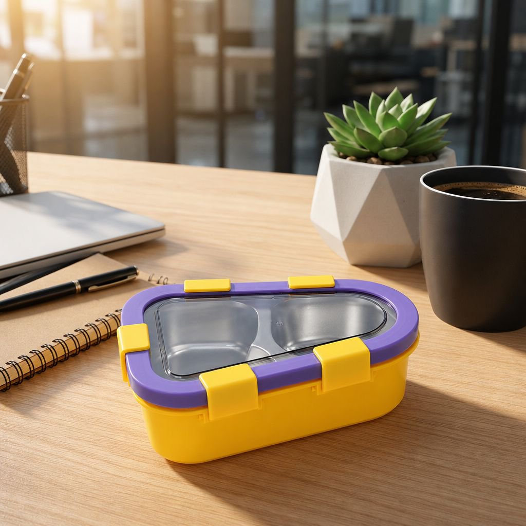 Portable 304 Stainless Steel Multi-compartment Lunch Box for Office Workers and Students