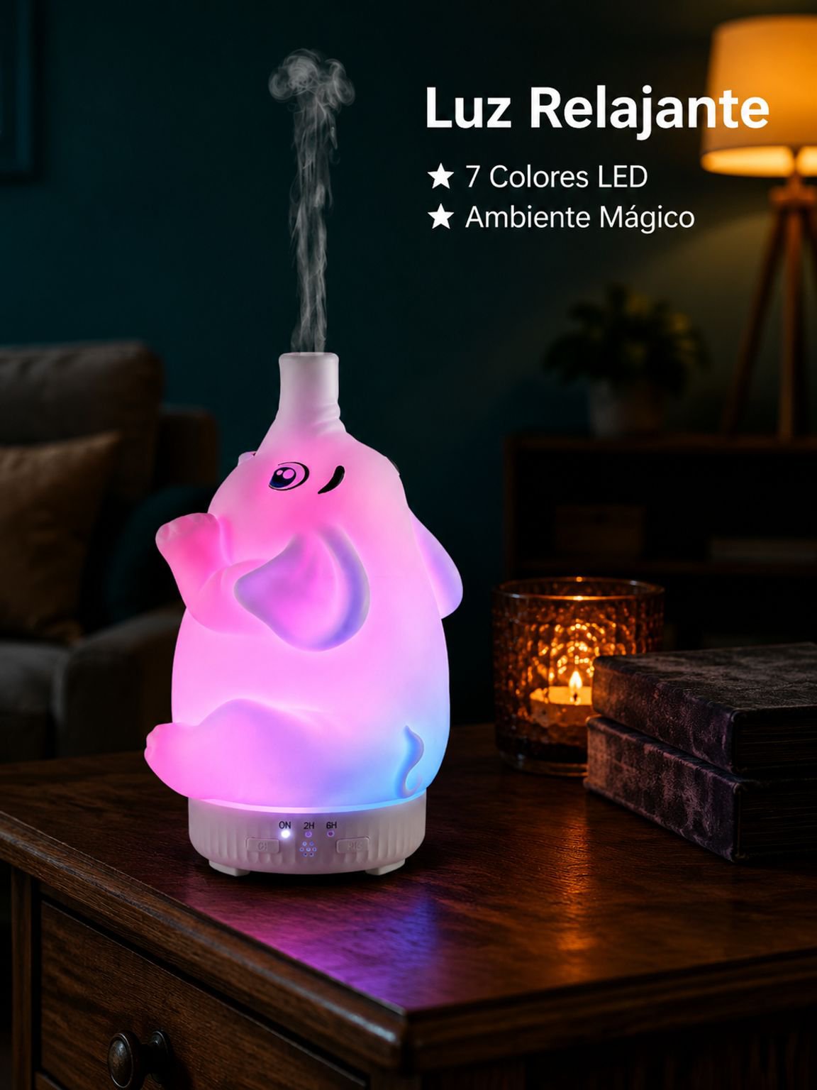 Humidificador Difusor de Aroma Mini Silencioso con Luces de Siete Colores
