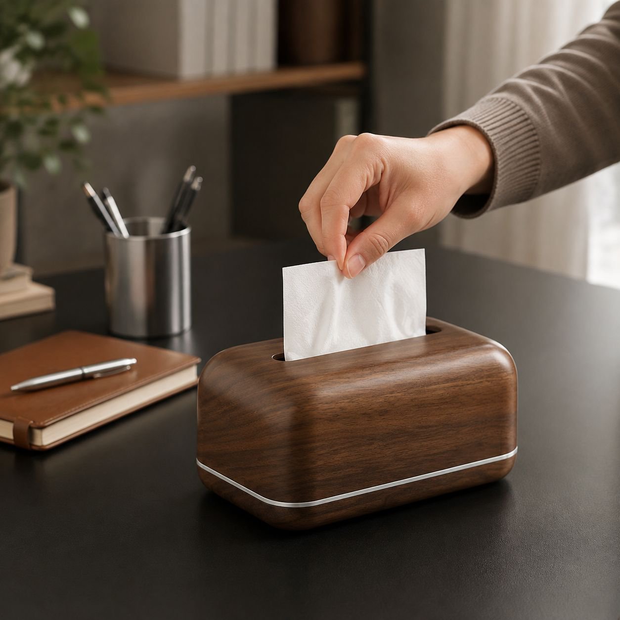 Hochwertige Vintage-Taschentuchbox für Wohnzimmer/Schlafzimmer, mit Magnetfeder