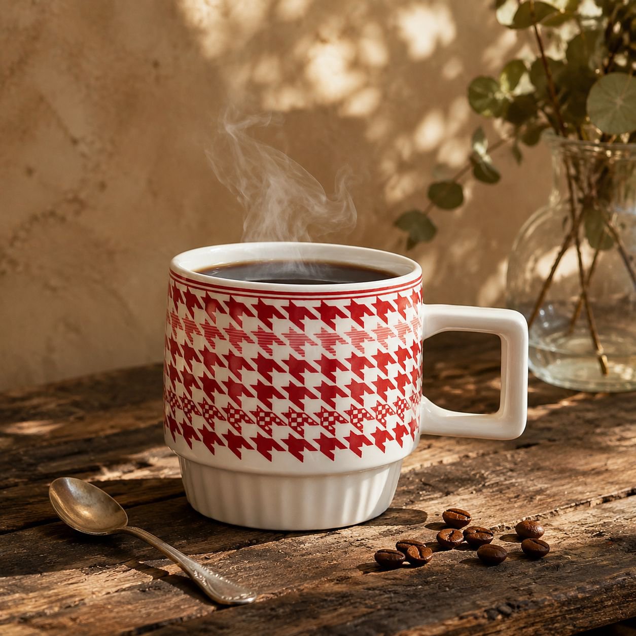 Taza con estampado de pata de gallo