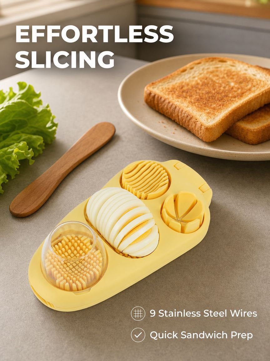 Multifunctional 3-in-1 Egg Slicer for Home Use