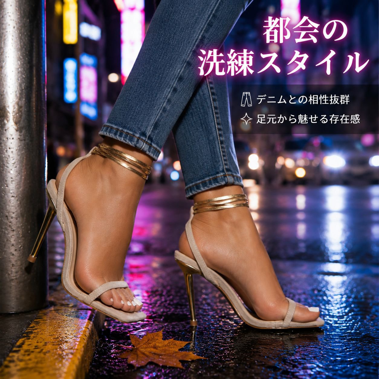 セクシーな細ヒールレースアップチェーンファッションサンダル