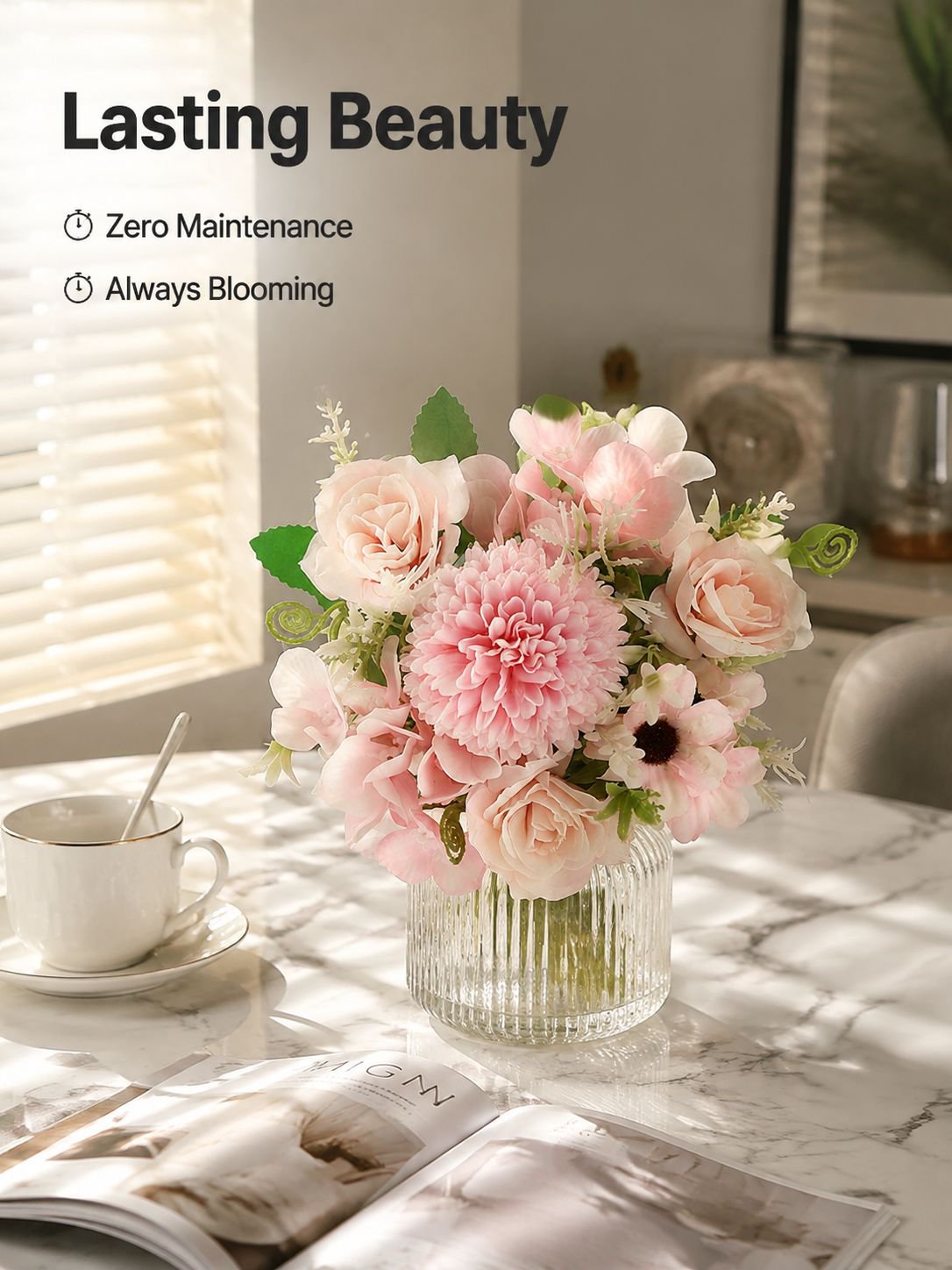 Realistic Mixed Flower Artificial Bouquet