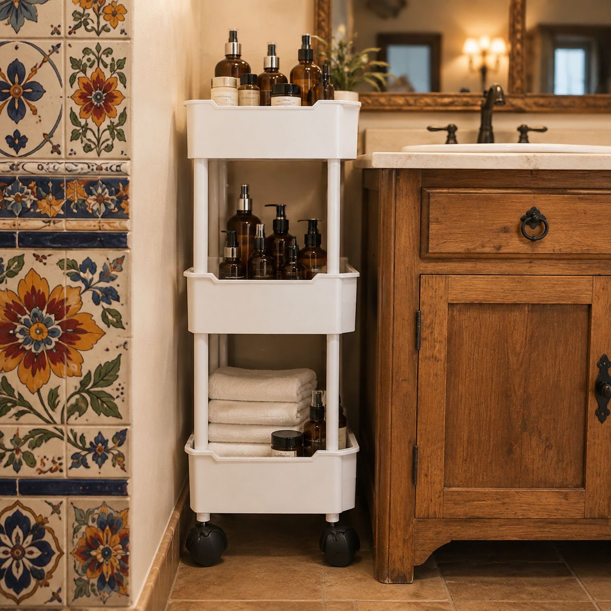Carrito de almacenamiento de varios niveles para baño