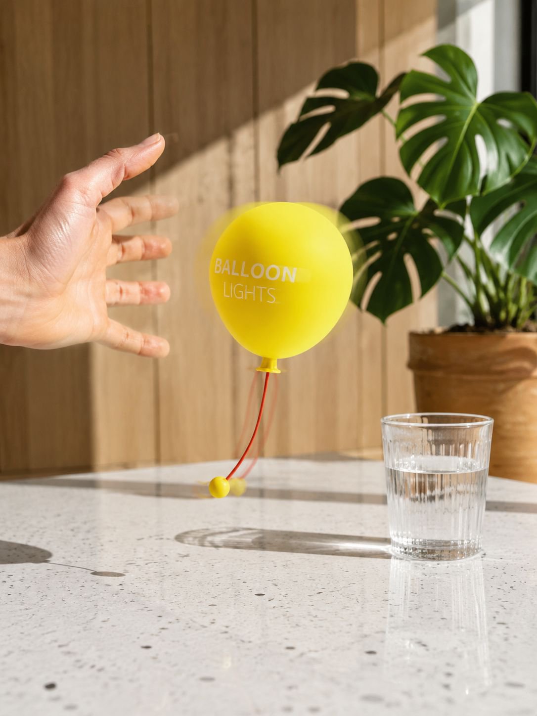 Decorative Balloon Gel Night Light placed on bedside table for home decor