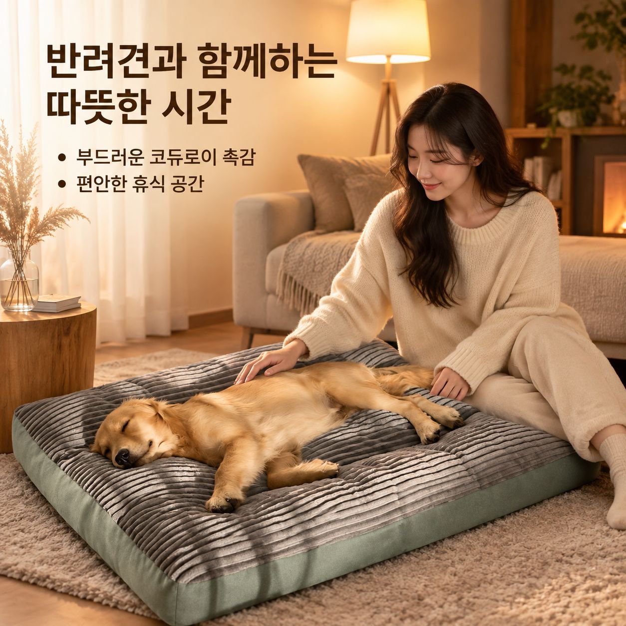 사각 형태의 내구성(물어뜯기 방지) 좋은 겨울용 반려견 매트 (분리 및 세탁 가능)