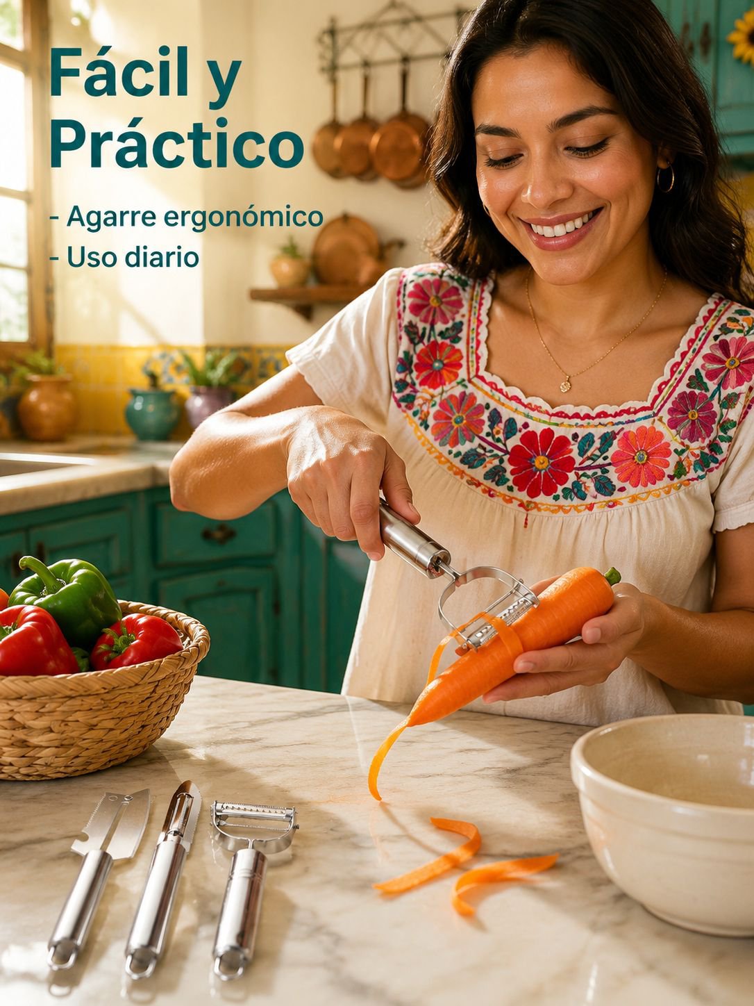 Utensilios de cocina de acero inoxidable para salas de estar y hogares - Pelador de frutas