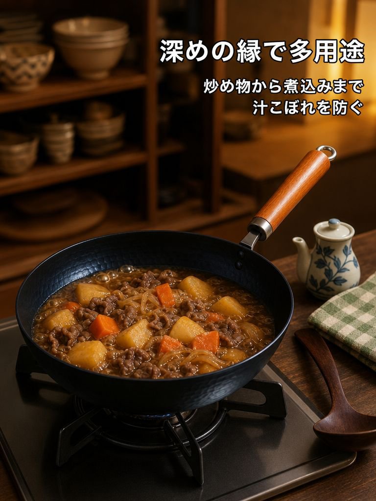 青みがかった鏡面仕上げの鍛造ノンスティック鉄鍋、耐久性のある精製鉄製フライパン、鍛造フライパン