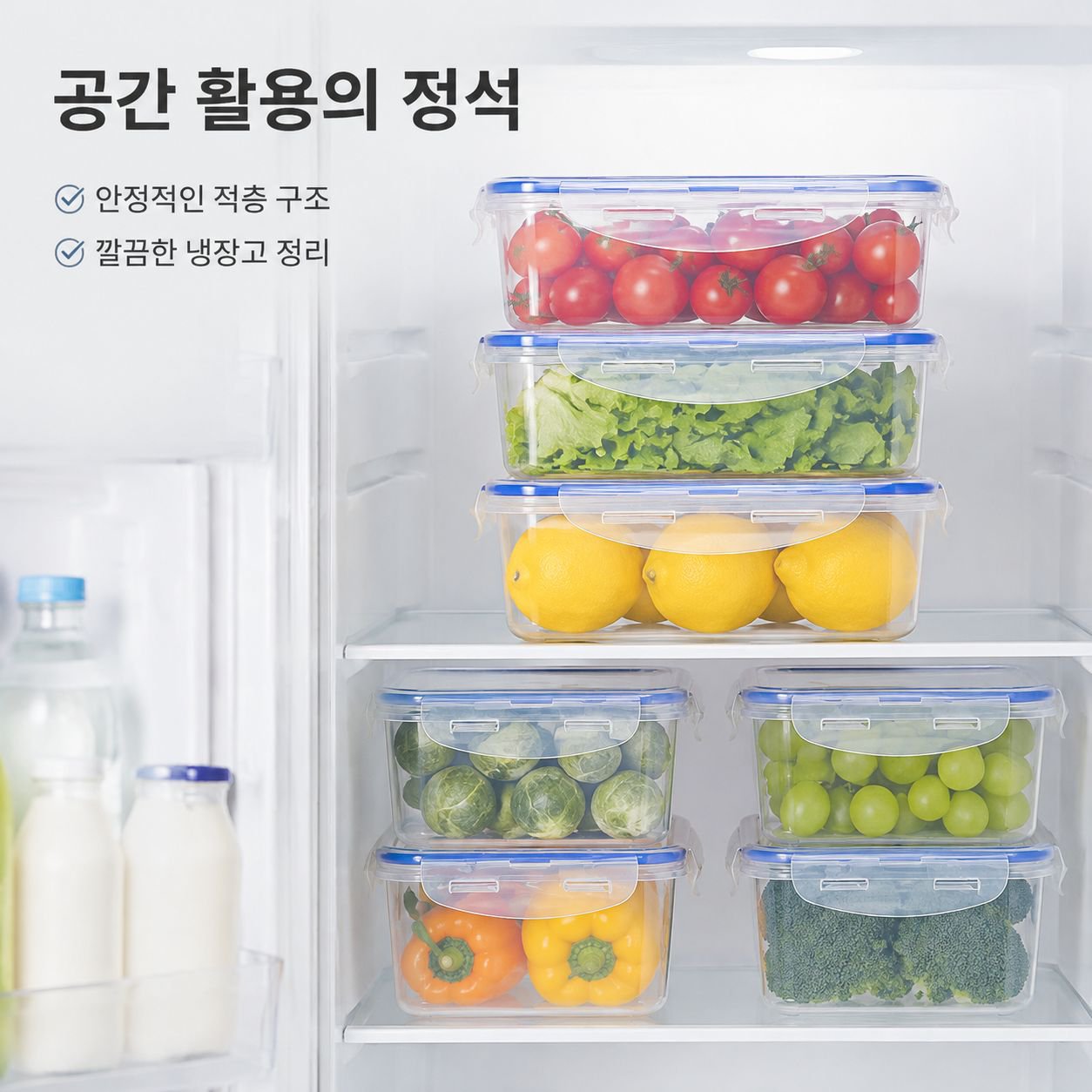 직사각 밀폐 버클 식품 보관함 냉장고 수납함
