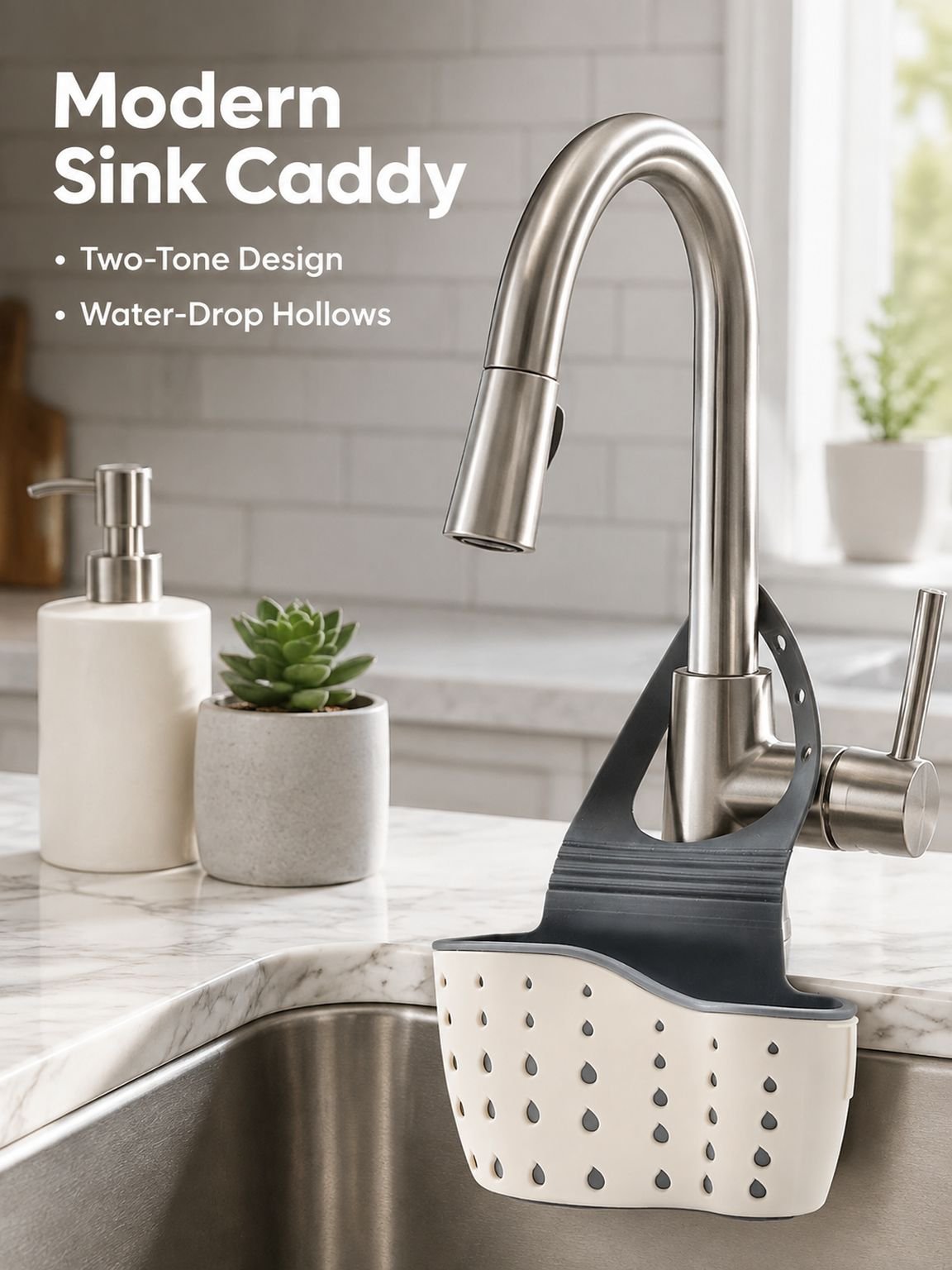 Kitchen Sink No-Drill Drain Storage Hanging Basket Multifunctional Organizer